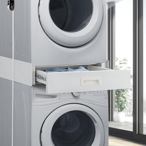 [en.casa] Verbindungsrahmen Buxton Zwischenbaurahmen mit Schublade 60 x 54 cm Weiß Universell einsetzbar für max. 100 kg