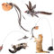 AiQInu 4 Pièces Jouet Chat Interactif, Interieur Jouets pour Chats avec Ventouse, 1 Canne à Pêche pour Chaton avec 2 Oiseaux à Clochettes, Jouets Intelligence Chat Baguette