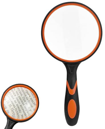 Lupe, 10-fache rutschfeste Hand-Leselupe für Kinder und Senioren, 80 mm Lupe zum Lesen, Klassenzimmer Wissenschaft und Naturforschung