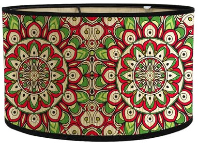 FANSU Pantalla De Lámpara Exótico Estilo Pantallas de Lámpara de Tela Cubierta De Lámpara De Tambor Cilíndrica Lámpara De Pie Para El Hogar Mesa De Hotel Mesita De Noche (Verde,30x30x20cm)
