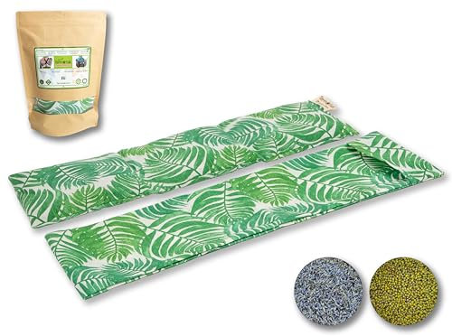TERMOSAK Bouillotte sèche, 45x14 coussin chauffant eco chaud/froid, avec de graines de soja vert haute durabilité et lavande, sac thermique pour micro-ondes/congélateur. (007, 45x14+Funda)