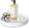LELE LIFE Marble Vanity Tray Silicone Bathroom Tray, 18cm Decorative Bathroom Counter Tray Perfume Tray, Coffee Table Dresser Countertop Decor for Candle Jewelry Key (Round)