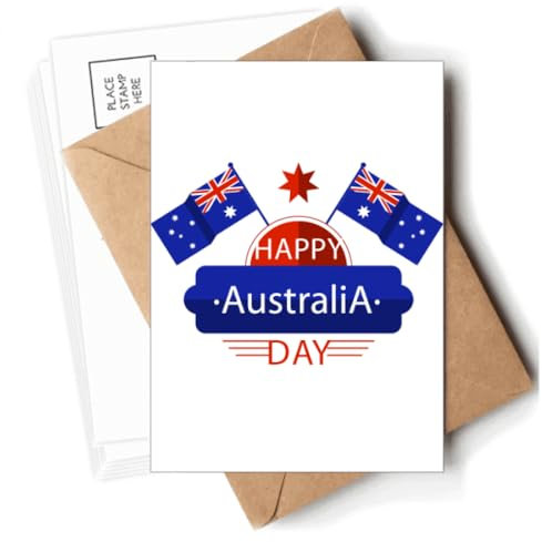 Postkarten mit Australien-Geschmack, Happy Flag und Stern, blanko, Notizkarten, Versandkarten