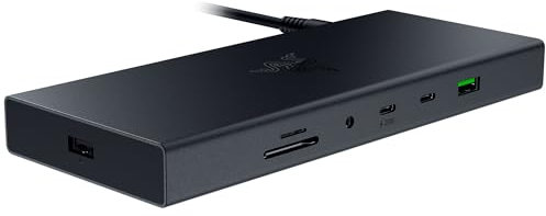 Razer USB 4 Dock - High-Speed Dock for Gaming and Productivity - 14-Port Design - Dual Display Support, Device Charging (3x USB-C, 5x USB-A, HDMI, DisplayPort, Gigabit Ethernet, 3.5mm Audio) Black