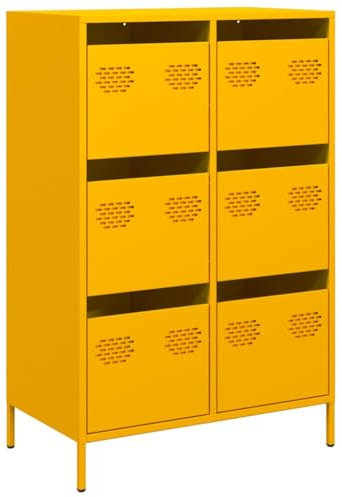 vidaXL Highboard Senfgelb 68x39x101,5 cm Stahl, Bücherschrank, moderner Bücherschrank, Bücherregal mit Schublade, Bücherregal