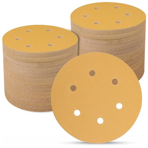 Sruhrak Sanding Discs 150mm 100 Pcs, 150 Grit 6 inch 6 Holes Hook and Loop Orbital Sander Discs, Sanding Pads for Random Orbital Sander Pads and All Oscillating Tools
