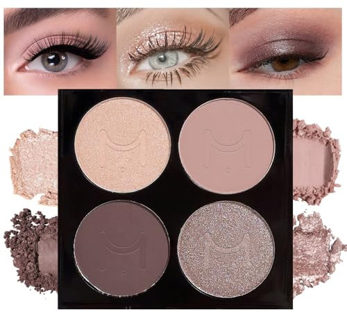 Lilbitty 4 Farben Lidschatten Palette, Korean Make Up Eyeshadow Mit Matte, Metallic Und Schimmer Effekte, Mit Integriertem Spiegel Und Langanhaltender Formel