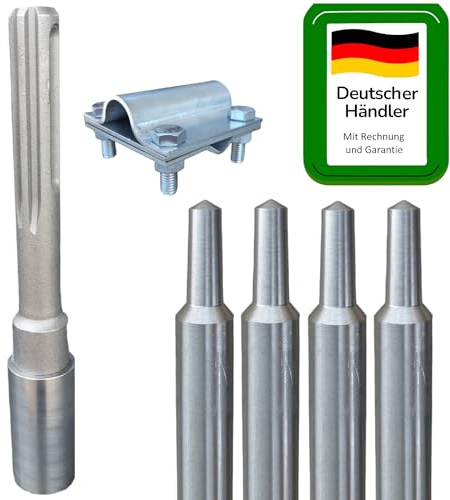 HENITECH® - Tiefenerder Ø 20mm Edelstahl V4A für Blitzschutz Blitzableiter Erdung (4m Tiefenerder SET Ø 20mm Edelstahl V4A)