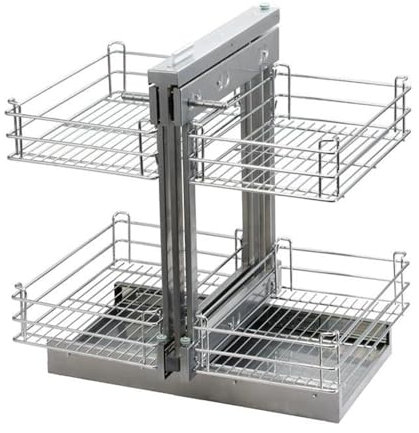 Blind-Eckschrank,2-stöckiger Korb Aufbewahrung,Schrank Küchen Organizer Ausziehbare Schublade Küche in Eckschrank,Links- und Rechtsöffnung kompatibel 900