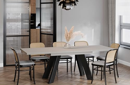 Endo-Moebel Esstisch erweiterbar Como 130cm - 210cm edler Wohnzimmertisch ausziehbar Küchentisch (Kaschmir Beige)