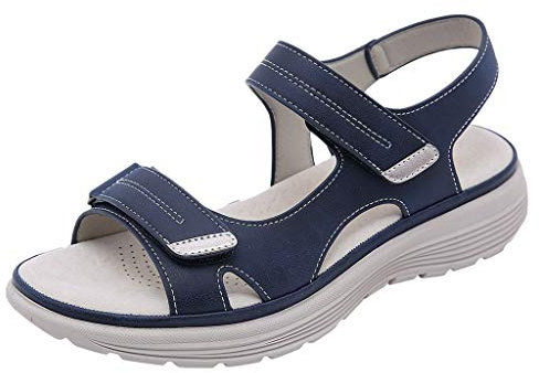 Sandales Sport Femme Tongs Femmes Orthopédiques Été Pieds Larges Chaussures de Randonnée Scratch Compensées Confortable Chaussure Respirantes Bohême Bout Ouvert Sandals