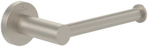 Villeroy & Boch Elements - Tender Toilettenpapierhalter ohne Deckel, Klopapierhalter für Wandmontage, Klorollenhalter aus Zink, WC-Papierhalter rund, Brushed Nickel Matt