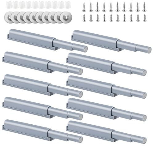 10pcs Cierre Push para Puertas Amortiguador de Puerta de Muebles Color Gris Armario Captura Magnética Amortiguador Puerta Cierre Magnético Empuje para Abre y Cierra la Puertas con un Solo Empuje