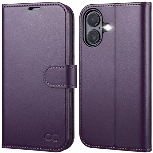 OCASE Hülle für iPhone 17 5G, Handyhülle Premium PU Leder Dunkelviolett | Kartenfach Magnet Standfunktion RFID Blocker Stoßfest Lederhülle