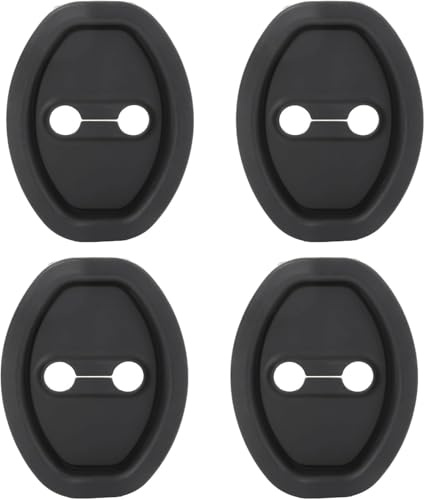4pcs Silicone Car Door Latch Covers for Mercedes Benz GLA X156 2013-2019, Door Strike Protector Lock Protector Car Lock Cover Latch Adhesive Protector,Black