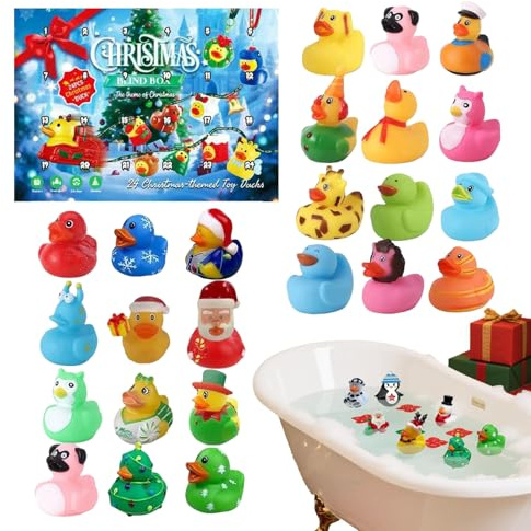 Weihnachts Kalender entens Badeenten - 24 Stück Quietscheente Weihnachten Gummiente, Weihnachts-countdown-kalender, Badespielzeug, Lustiges Party-Geschenkset Für Kinder, Babys Und Kleinkinder