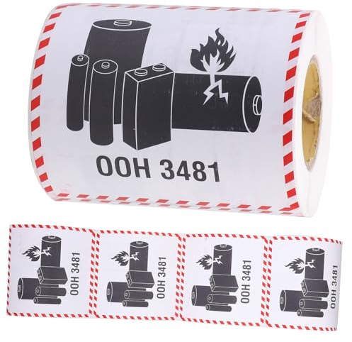 Uonlytech 300pcs Lithium Battery Label Stickers 100x100mm Un3481 Transport Warning Adhesive Labels for Shipping and