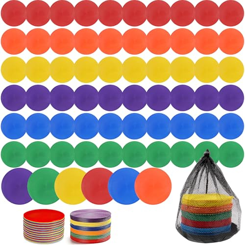 60 Stück runde Markierungsscheiben, 15 cm Fußball-Markierungsteller | Sportmarker Set, rutschfeste Training Marker für Gymnastik Fußball Basketball Tanzübungen Agilitätstraining