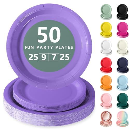 Nkaiso 50Pcs Viola Chiaro per feste, piatti carta eleganti