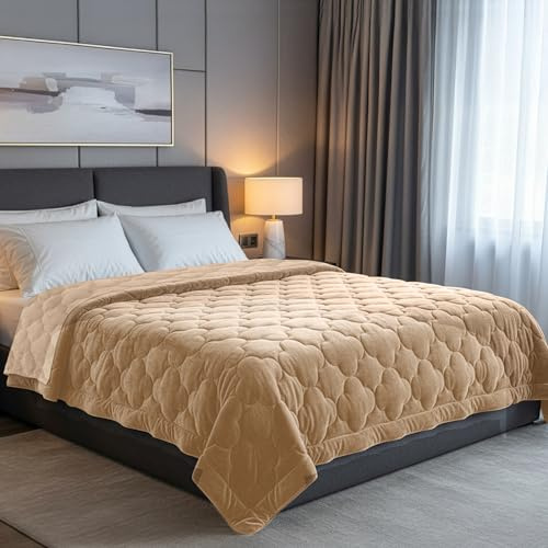 SLEEP COMFY 4 Jahreszeiten Bettdecke 135x200 cm, Samt & Mikrofaser ohne Bezug, Atmungsaktiv, Hypoallergene Steppdecke für Zuhause, Caravan & Camping, Oeko-TEX®-Zertifiziert