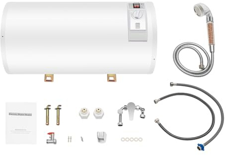 Elektrische Durchlauferhitzer Boilers 50L Elektrischer Warmwasserspeicher 2000W Boiler Wasserboiler, 71x34cm Boiler Wasserbereiter Gerät mit Duschset, 25-75 ℃, für Küchen, Toiletten, Wohnungen