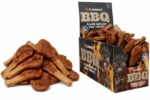 Hundeleckerli - Leckerli Hund - Flamingo BBQ Kotelett mit Huhn L - 13 x 5 x 1 cm - 1,9 kg Display - proteinreich - glutenfrei - getreidefrei - ohne Zuckerzusatz
