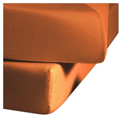 fleuresse Jenny C klassisches Jersey-Spannlaken, 100% Baumwolle, mit praktischem Rundumgummi, Fb. Terracotta, Größe 200 x 200 cm, auch passend für 180/190 x 200