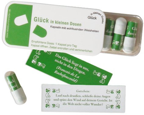 Glück in kleinen Dosen - 7 Kapseln mit wohltuenden Weisheiten zum Thema Glück