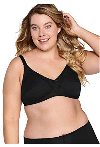 Naturana Softer Baumwoll BH ohne Bügel [Cup A-F]: BH Soft Cup aus 100% Baumwolle I 95 Schwarz C
