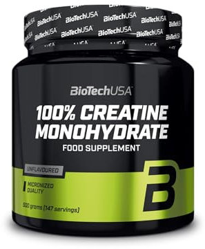 BioTechUSA 100% Creatine Monohydrate | Créatine de qualité pharmaceutique | Micronisée | Végétalienne | Sans gluten, 500 g