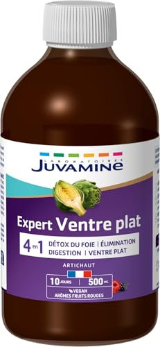 JUVAMINE - Expert Ventre Plat 4-en-1-500 mL - Détoxification du foie, élimination, digestion & Ventre plat - Programme 10 jours - Arômes Fruits Rouges