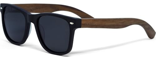 GOWOOD Occhiali da sole per uomo e donna in legno | Aste in vero legno di Noce e telaio in acetato nero | Lenti scure Cat3 CE protezione UV400 (nere)