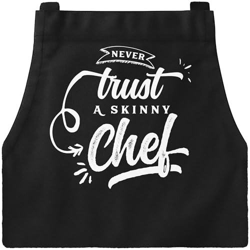 MoonWorks® Grill-Schürze für Männer mit Spruch Never trust a skinny Chef schwarz unisize