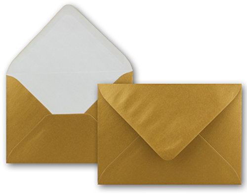 75 Brief-Umschläge - Gold Metallic - DIN C6-114 x 162 mm - Kuverts mit Nassklebung ohne Fenster für Gruß-Karten & Einladungen - FarbenFroh by GUSTAV NEUSER