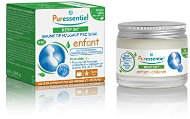 Puressentiel - Respiratoire - Baume de Massage Pectoral Enfant Resp'OK - Formule 100% d'origine naturelle - Procure un massage réchauffant et apaisant dès les premiers froids - 60 ml