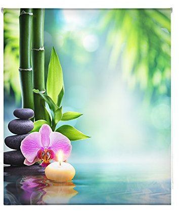 HappyStor HSCZ8223 Estor Enrollable Estampado Digital Zen Tejido Traslúcido Medida Total Estor:150x180 (**Solo Ancho Tela:146-147cm.**)