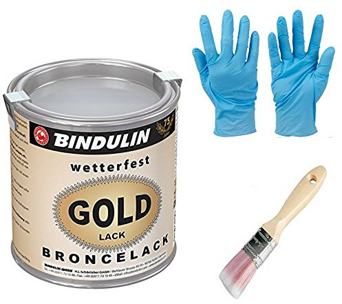 Bindulin 500 ml Goldlack wetterfest & farbtonstabil inkl. Pinsel von E-Com24 zum Auftragen