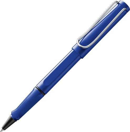 Lamy safari blue Tintenroller – zeitlos klassicher Stift mit ergonomischem Griff & Strichbreite M - Gehäuse aus robustem ASA-Kunststoff – mit Tintenrollermine M 63 in schwarz