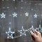 shsyue Christmas Window Lights Decorations Indoor, 2.5m LED Curtain Lights with 12 Stars 138 LED, String Lights for Xmas Tree,Bedroom,Wedding,USB Control 8 White Light Flashing Mode