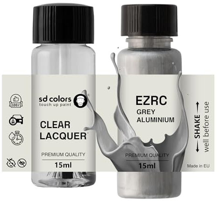 SD COLORS EZRC Peinture de retouche pour peinture en aluminium Gris 15 ML Code couleur EZRC Gris aluminium (peinture + laque)