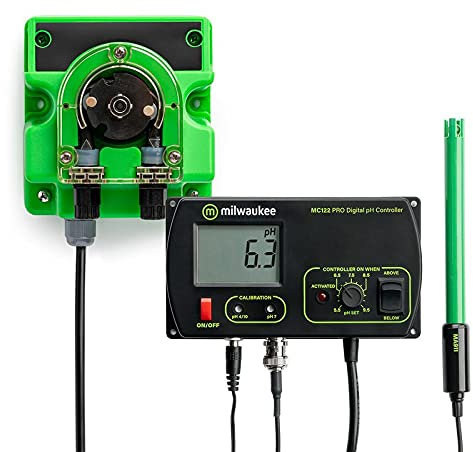Weedness Milwaukee MC720 Set pH Monitor MC122 incl. pompa microdosaggio MP810 – Misuratore di pH EC coltello valore terra digitale elettronico tester acqua acquario