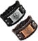 Lushly 2 Stück Wikinger Armbänder, Herren PU Leder Armband, Wikinger Lederarmband, Vintage Nordic Armband, Wikinger Talisman Armband für Freund Ehemann Papa Geschenk (Schwarz, Braun)