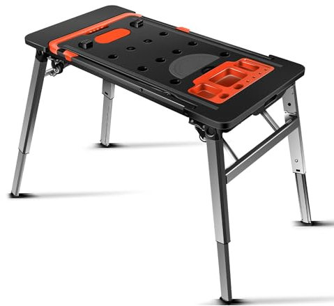 7 in 1 Folding Workbench DIY Workplace Work and Clamping Table 150-250 kgs Load Capacity Large Work Surface Printed Scale & Angle Specifications Foldable Versatile