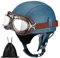 Casque de Moto Vintage Cuir Retro Vintage Scooter Open Face Demi Cuir avec visière Lunettes ECE Bols pour Homme et Femme Adultes Demi-Casques avec Sac de Rangement