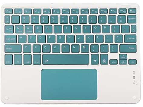 Teclado inalámbrico, Touchpad Incorporado Ratón Acero Inoxidable Ultra Compacto Teclas Completas Dispositivo portátil Universal retroiluminado para PC Conectado TV Laptop Tablet(Verde Oscuro)