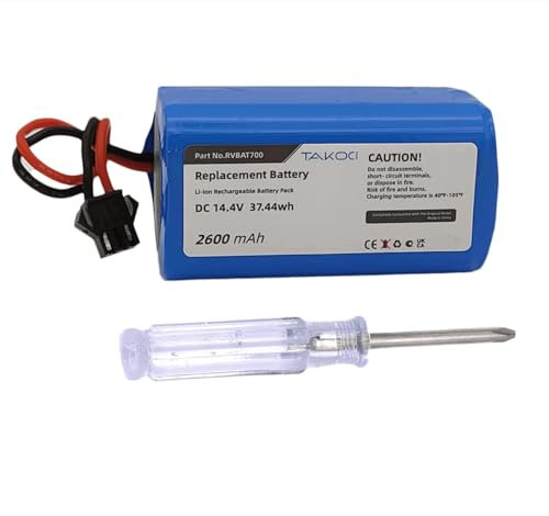 AUVTKALL Batería de repuesto para Shark ION Robot 700 ION Robot 700 RV700 ION Robot 720 ION Robot 750 ION Robot 755 RV700 RV720 RV750 RV755 RVBAT700 14,4 V 2600 mAh