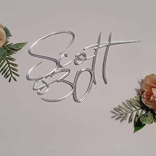Name Age Charm Acrylic Cake Topper, Birthday Age Cake Topper, personalised cake topper (Mirror Gold)