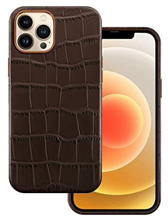 Docco Jette Progettata per iPhone 12/iPhone 12 Pro custodia in pelle,custodia in vera pelle di vacchetta con motivo coccodrillo goffrato,magneti integrati compatibile con MagSafe-Umbra