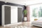 ALTDECOR Kleiderschrank mit Lamel-Schiebetüren, kugelgelagerte Führungsschienen und Aluminium-Leisten - VILAN - 250 cm Weiß + Lamelle schwarz