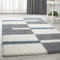 HomebyHome Teppich Rund Shaggy 200 cm Rund - Hochflor Runder Teppich Türkis, Grau und Weiss Extra Weich und Flauschig - Bettvorleger Teppich für Wohnzimmer, Schlafzimmer, Küche, Flur - Carpet, Halı